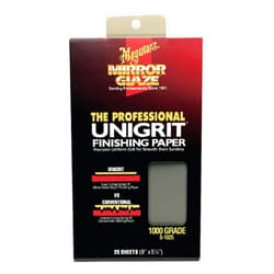 Meguiar's Unigrit Finishing Paper - 1,000 Grit - Pro Wet/Dry Sandpaper, Fast and Even Cutting Action with Smooth Sanding Pattern That Eliminates The Risk of Deep, Uneven Sanding Scratches, 25 Sheets