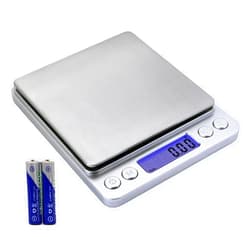 Barlunbee Gram Scale,Capacity 500g Accuracy 0.01g Mini Food Scales Digital Weight Grams and Oz,Small Kitchen Scale High Precision for Espresso,Baking,Jewelry,Soap Making,Silver(Batteries Included)