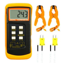 DANOPLUS K Type Thermocouple Thermometer (-50~1300°C), Dual Channels Digital Thermometer with 2 Temperature Clamp 2 Wired Thermocouple Probes, High Accuracy Temperature Kelvin Scale Meter Tester