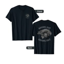 Visit The Seize The Night Apparel MOONS OUT GOONS OUT Skull Helmet NVGs Military Men's T-Shirt