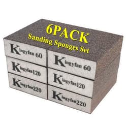 GoldPig Durable Sanding Block 6Pcs Sanding Sponges Set for Drywall Wood Metal Washable & Reusable Sandpaper Blocks in 60 120 220 Grit Coarse/Medium/Fine Dry/Wet Sand Paper Brick for Painting Crafts Auto