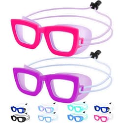 Vvinca Kids Swim Goggles, 2 Pack Toddlers Swimming Goggles Bungee Strap No Hair Pulling Anti-Fog/UV Pool Goggles for Age 3-10
