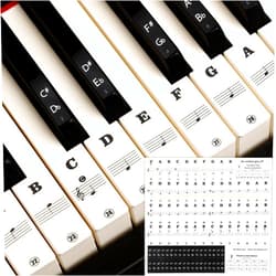 Amabro Waterproof Piano Stickers for 37/49/54/61/88 Key, Transparent Removable Piano Keyboard Letters, Reusable Piano Keyboard Note Labels Piano Stickers for Beginners(Black)