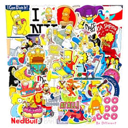 Dirtybinge 50pack Simpson Graffiti Stickers, Vinyl Waterproof TV Show Stickers for Laptop, Car Bumper,Luggage, Skateboard,Water Bottles,Computer, Phone,Kids, Teens Adults Stickers (The Simpsons)