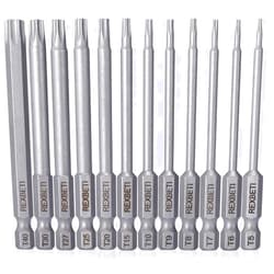 REXBETI 12 Piece Torx Head Screwdriver Bit Set, 1/4 Inch Hex Shank S2 Steel Magnetic 3 Inch Long Drill Bits, T5-T40 (Torx Head)
