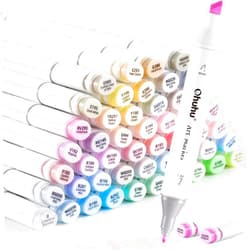 Ohuhu Alcohol Markers 48 Pastel Colors- Double Tipped Art Marker Set for Artists Adults Coloring Sketching Illustration - Chisel & Fine Dual Tips - Oahu of Ohuhu Markers - Alcohol-based Refillable Ink