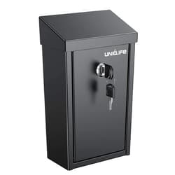 Uniclife Metal Donation Box Wall Mounted Mailbox with Top Slot, Collection Box with Key Lock, Safe Suggestion Box, Key Drop Box for Outside, Steel Cash Drop Box for Home Office and Business