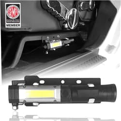 Hooke Road JK Wrangler Front Seat Flashlight Holder w/Flashlight (Batteries Not Included) for 2011-2018 Jeep JK Wrangler & Unlimited Sport Sahara Rubicon