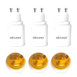 DiCUNO GU10 to E26 Light Bulb Socket Adapter, 2-pin Base to Standard E26 Screw Base Bulb Socket Converter, Maximum 200W and 150℃ Heat-Resistant, 6 Packs