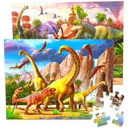 RANSUNN Dinosaur Puzzles for Kids Ages 4-8 Year Old - World of Huge Dinosaurs,2 Packs 60 Pieces Jigsaw Puzzle for Toddler Children Learning Educational Puzzles Toys for Boys and Girls.