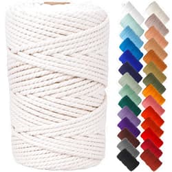 NOANTA Natural Color Macrame Cord 4mm x 109yards, Colored Macrame Rope, Cotton Rope Macrame Yarn, Colorful Cotton Craft Cord for Wall Hanging, Plant Hangers, Crafts, Knitting