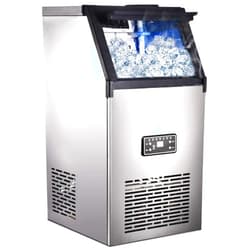 TYCOLIT Commercial Ice Maker-Opal ice Machine,Nugget ice Maker-LCD Screen Makes 176 lbs Ice in 24 hrs with 26 Pounds Storage Capacity - Ideal for Home,Office,Restaurant,Bar,Coffee Shop (B-176lbs, Silver) B-176lbs silver