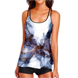 Generic Swimwear Control Flowy Tank Two with Boyshorts Piece Top Tummy Bathing for Women Suits Swimsuits Swimwears