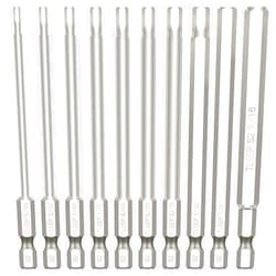 TLEEP 10 x 100MM 1/4 Inch Hex Head Allen Wrench Drill Bits, SAE 5/16” to 5/64”, Magnetic Tips Screwdriver Socket Bit Set for IKEA Type Furniture, S2 Steel 5/16 inch to 5/64 inch, Silver