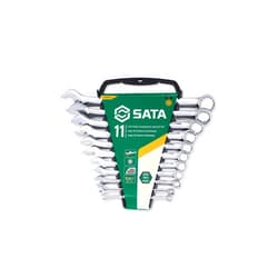 SATA 11-Piece SAE Combination Wrench Set with Rack, Full-Polished Chrome, 1/4-Inch to 7/8-Inch - ST09021SJ