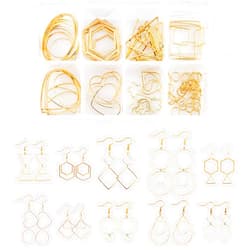 SUNNYCLUE 1 Box DIY 10 Pairs Geometric Hollow Squares Earrings Making Starter Kit Classic Drop Dangle Round Square Geometric Jewelry Making Supplies Craft for Beginners Instruction