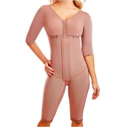 FAJAMIA 0710 Fajas Colombianas Moldeadoras with Sleeves & Bra, Tummy Control Shapewear in Powernet, Knee-Length, 3-Row Hooks