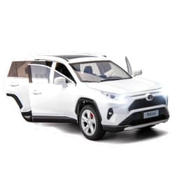 BDTCTK 1/24 Compatible for RAV4 Model Car, Zinc Alloy Diecast Collectible Pull Back Toy car with Sound and Light for Kids Boy Girl Gift White