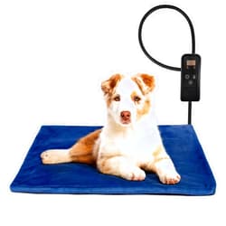 Niubya Pet Heating Pad for Dogs and Cats, Adjustable Temperature and Waterproof Pet Heated Mat with Timer, Electric Heating Pet Bed with Chew Resistant Cord and Soft Washable Cover