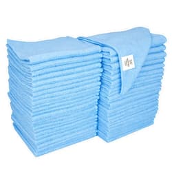 S&T INC. Microfiber Cleaning Cloths, Reusable and Lint-Free Towels for Home, Kitchen and Auto, 50 Pack, Light Blue
