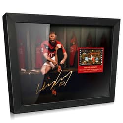 ORIMAMI Soccer Star Wayne Rooney Framed Poster with 1x35mm Film Mini Cell Display,Printed Signed Photograph Gifts for Wayne Rooney Fans - 8x6 Inches