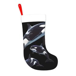 Loklneyk Christmas Stocking 17.7 Inch Animal Killer Whales Family Christmas Mantel Stocking Fireplace Hanging Xmas Decorations for Family Holiday Season Party Decor
