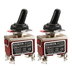 Baomain Toggle Switch DPST NO-Off 2 Position 125VAC 20A with Rainproof Cap RT1221 Pack of 2