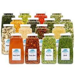 Harmony House Foods Dried Vegetable Pantry Stuffer (16 Count, Quart Size Jars) for Cooking, Camping, Emergency Supply, and More