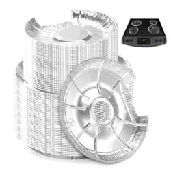 Yesland 100 Pack Stove Burner Covers, Disposable Round Burner Bibs for Electric and Gas Range Stoves, Aluminum Foil Stove Bib Liners for Keeping Stove Clean from Oil & Food Drips(6 & 8 Inches)