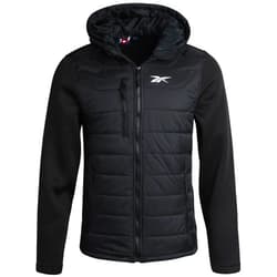 Reebok Men's Jacket - Quilted Puffer Bomber Jacket with Fleece and Tricot Sleeves - Hooded Outdoor Jackets for Men (L-XL)