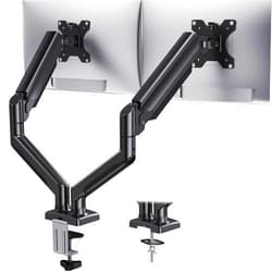 HUANUO Dual Monitor Mount for 2 Monitors up to 32 inches, Each Arm Holds Max 22lbs, Dual Monitor Stand with Advanced System, Height-Adjustable/Tilt/Swivel/Rotate, VESA Standard 75mm or 100mm