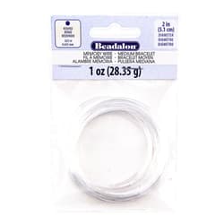 Beadalon Carbon Steel Memory Wire, Round, Medium Bracelet, Silver Plated, 1 oz, Approx. 73 coils