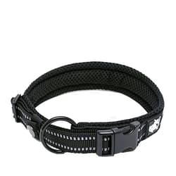 TRUE LOVE Dog Collar Reflective Premium Duraflex Buckle,High Grade Nylon Webbing No Choke Basic Collars Truelove TLC5011(Black,S)