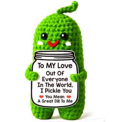 MAMAGIFTREE I Love You Gifts for Her Him Christmas Birthday Gifts for Boyfriend Girlfriend Stocking Stuffers,To My Love Wedding Anniversary Romantic Gifts for Women Men Valentines Day Gift Handmade Crochet Pickle