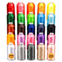 New brothreads - 25 Basic Colors of Huge Spool 5000M Polyester Embroidery Machine Thread for Commercial and Domestic Embroidery Machines