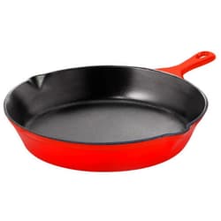 Utopia Kitchen Saute Fry Pan - Chefs Pan, Pre-Seasoned Cast Iron Skillet - Frying Pan 8 Inch - Safe Grill Cookware for Indoor & Outdoor Use - Cast Iron Pan - Cooking Gift for Men & Women (Red)