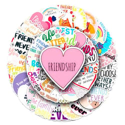 Famnaer Friendship Stickers, 50PCs BFF Best Friend Forever Stickers, Vinyl Decals, Laptop Waterbottle Stickers, Christmas Stocking Stuffers, Gift Idea Stickers for Hydro Flask[Friend]