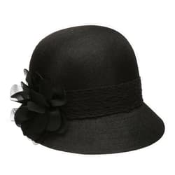 EPOCH Women's Gatsby Linen Cloche Hat with Lace Band and Flower