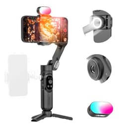 AOCHUAN Handheld 3-axis Gimbal Stabilizer for Smartphone,Gimbal Stabilizer for iPhone&Android w/ 1/4 Thread,RGB Magnetic Light,AI Tracking Phone Gimbal for Video Recording, YouTube(Black)