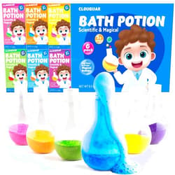 CLOUQUAR Kids Bath Bomb Potions, 6 Pack Fizzy Bubble Bath Explosions, Colorful Burst Bath Bombs for Kids, Scientific & Magical Bath Time Buddy, Fun & Educational Kids Bath Experience