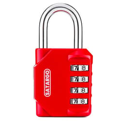Satargo 4 Digit Combination Lock for Locker Room Lock - Cut Resistant Gym Locker Lock with Code - Indoor Outdoor Padlock Small Combo Lock (Red)