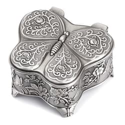 Hipiwe Vintage Metal Jewelry Trinket Box - Butterfly Shape Jewelry Organizer Treasure Chest Ring Holder, Earrings Necklace Storage Box Keepsake Box for Women