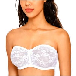 DOBREVA Women's No Padding Strapless Lace Bra Underwire Multiway See-Through