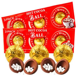 Needzo Christmas 2024 Hot Chocolate Melting Balls with Mini Marshmallows, Individually Wrapped Cocoa Melts, Holiday Themed Dessert Drink, Pack of 2, 6 Balls (Milk Chocolate)