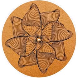 TAZstudio Premium slipmat - Cork Turntable Mat for Better Sound Support on Vinyl LP Record Player - Cork mat Original Geometric Design Psychedelic Geometric line Spiral Flower [4mm Thickness]-m4