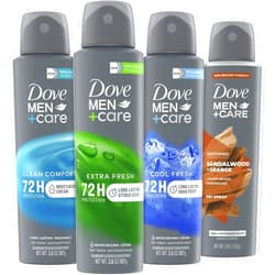 Dove Men+Care Dry Spray Antiperspirant Variety 4-Pack – Scented, Non-Irritating with Vitamin E, 72H Sweat & Odor Protection, 3.8 Oz Ea