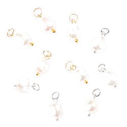 PH PandaHall PH 10pcs PandaHall Pear Pendant Charms, Freshwater Pearls Dangles White Natural Pearl Beads Irregular Pear Charms with 3mm Metal Hoop for DIY Earrings Bracelets Necklaces Jewelry Crafts Making