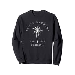 Santa Barbara California Beach Apparel - DZignLine Retro Cool Vintage Santa Barbara Beach California Palm Tree Sweatshirt