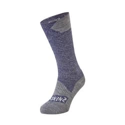 SEALSKINZ Unisex Waterproof All Weather Mid Length Sock, Black/Grey Marl, Small