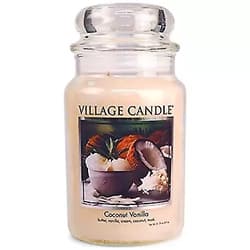 Village Candle Coconut Vanilla Large Glass Apothecary Jar Scented Candle, 21.25 oz, White